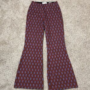 Anthropologie Purple and Brown Wide Leg Pants S